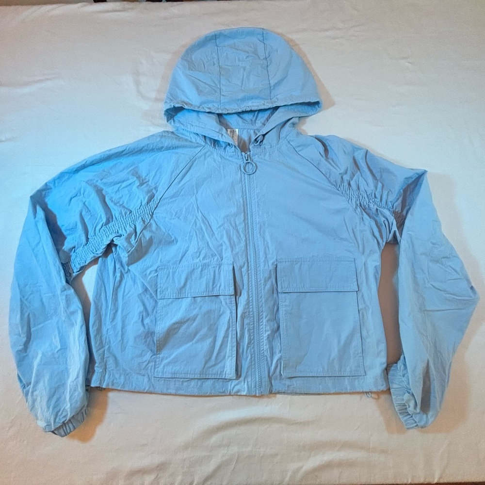 Fabletics Blue Hooded Cotton Windbreaker Jacket Women’s Large